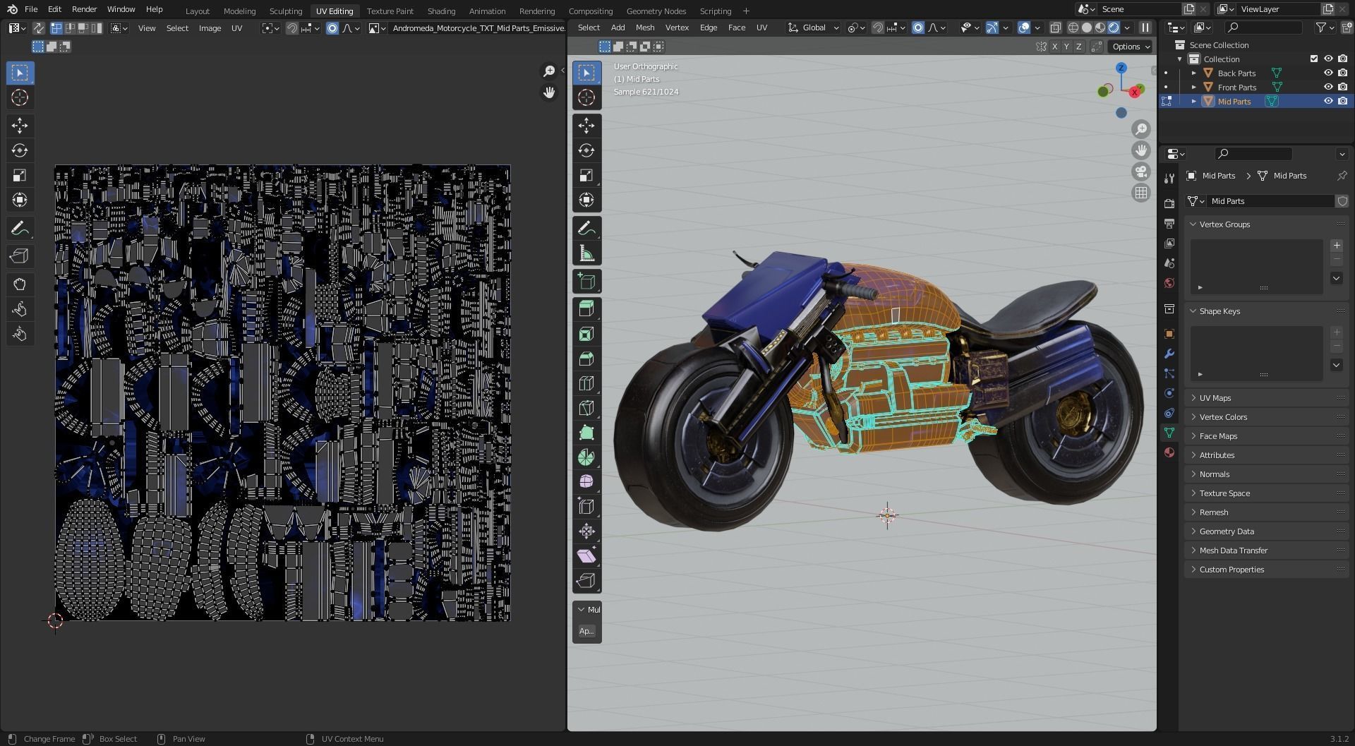 Futuristic Muscle Motorcycle - Andromeda Bike Low-poly 3D model_17