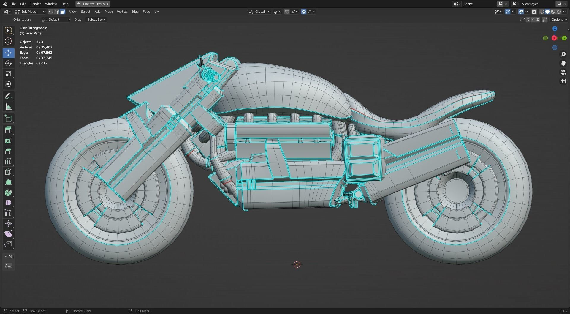 Futuristic Muscle Motorcycle - Andromeda Bike Low-poly 3D model_15