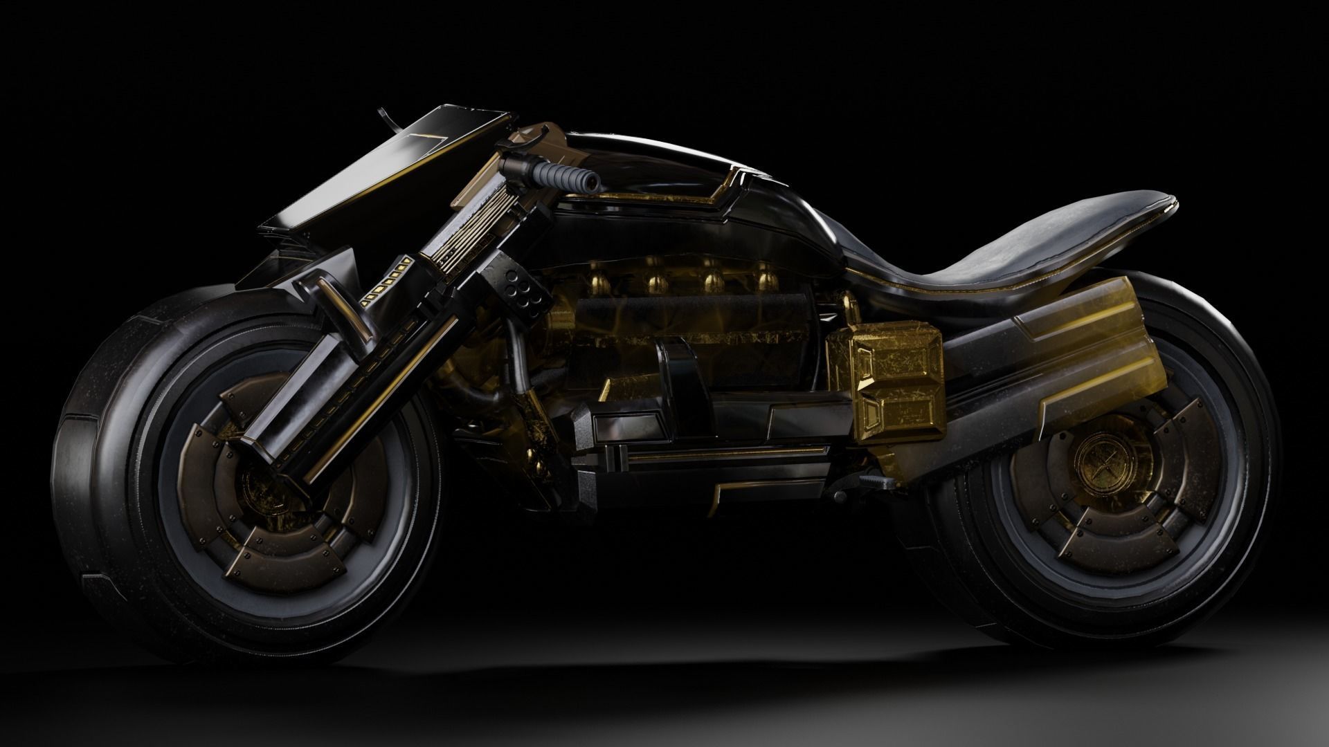 Futuristic Muscle Motorcycle - Andromeda Bike Low-poly 3D model_4