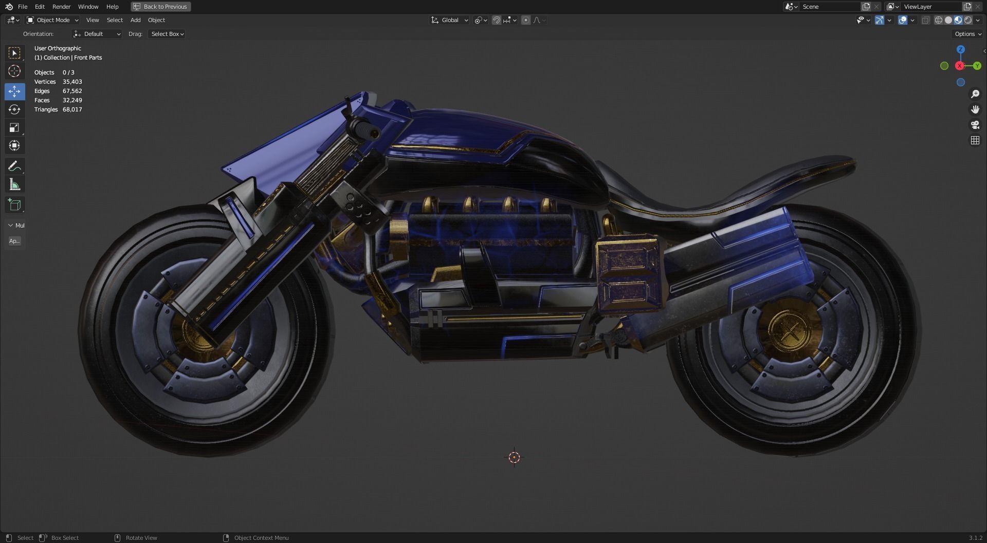 Futuristic Muscle Motorcycle - Andromeda Bike Low-poly 3D model_13