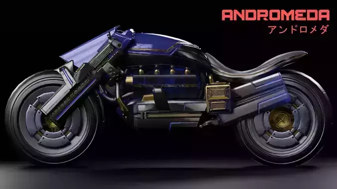 Futuristic Muscle Motorcycle - Andromeda Bike Low-poly 3D model