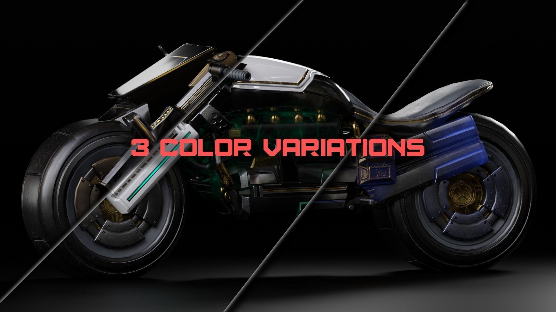 Futuristic Muscle Motorcycle - Andromeda Bike Low-poly 3D model_2