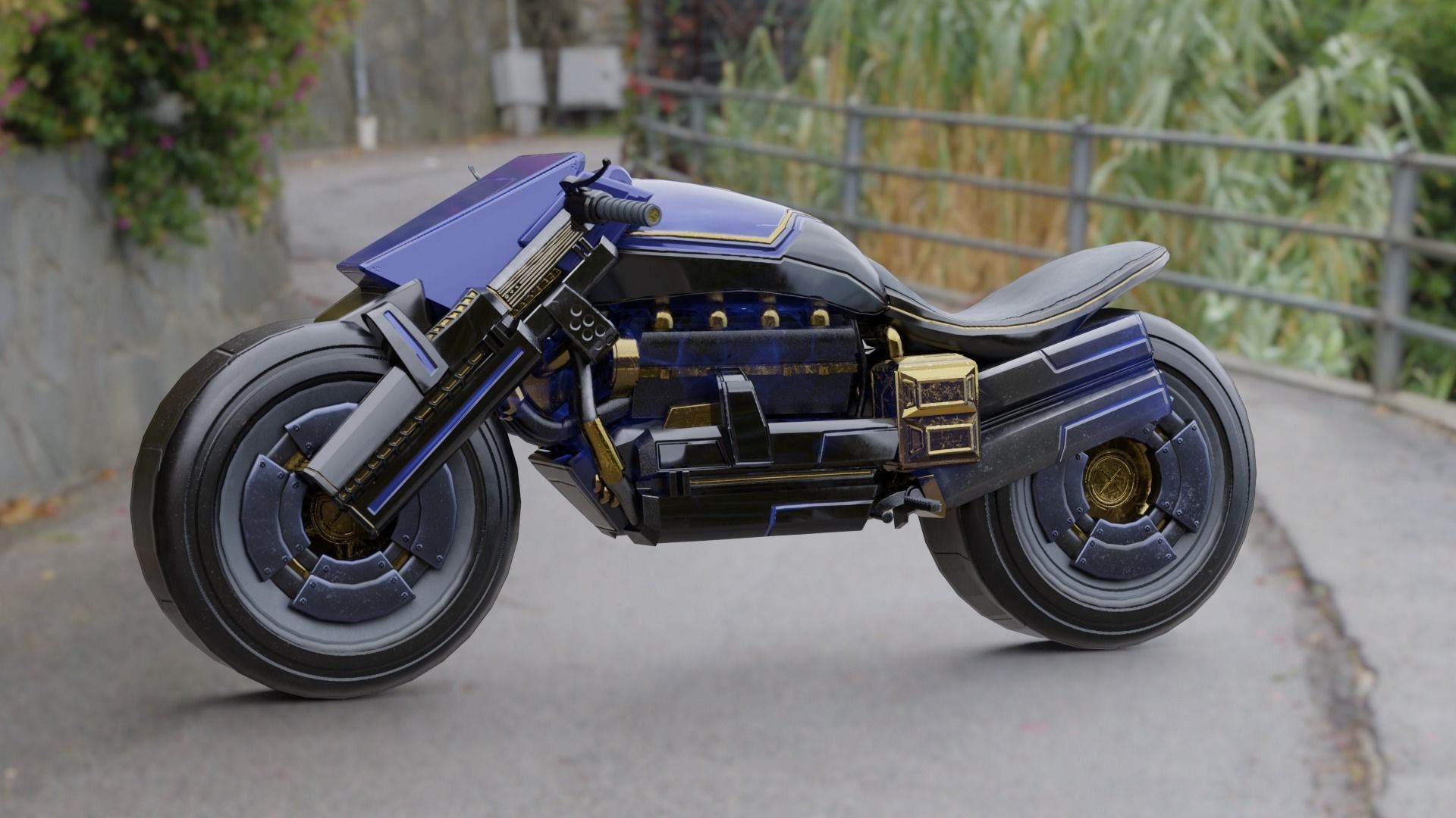 Futuristic Muscle Motorcycle - Andromeda Bike Low-poly 3D model_6
