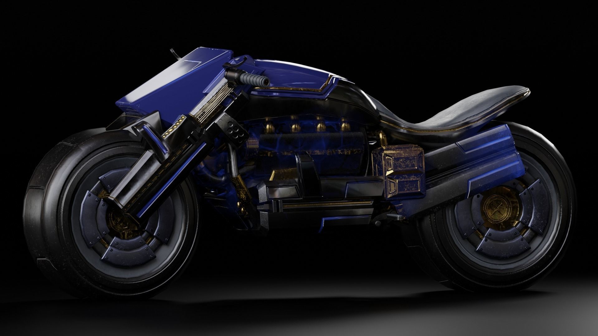 Futuristic Muscle Motorcycle - Andromeda Bike Low-poly 3D model_3