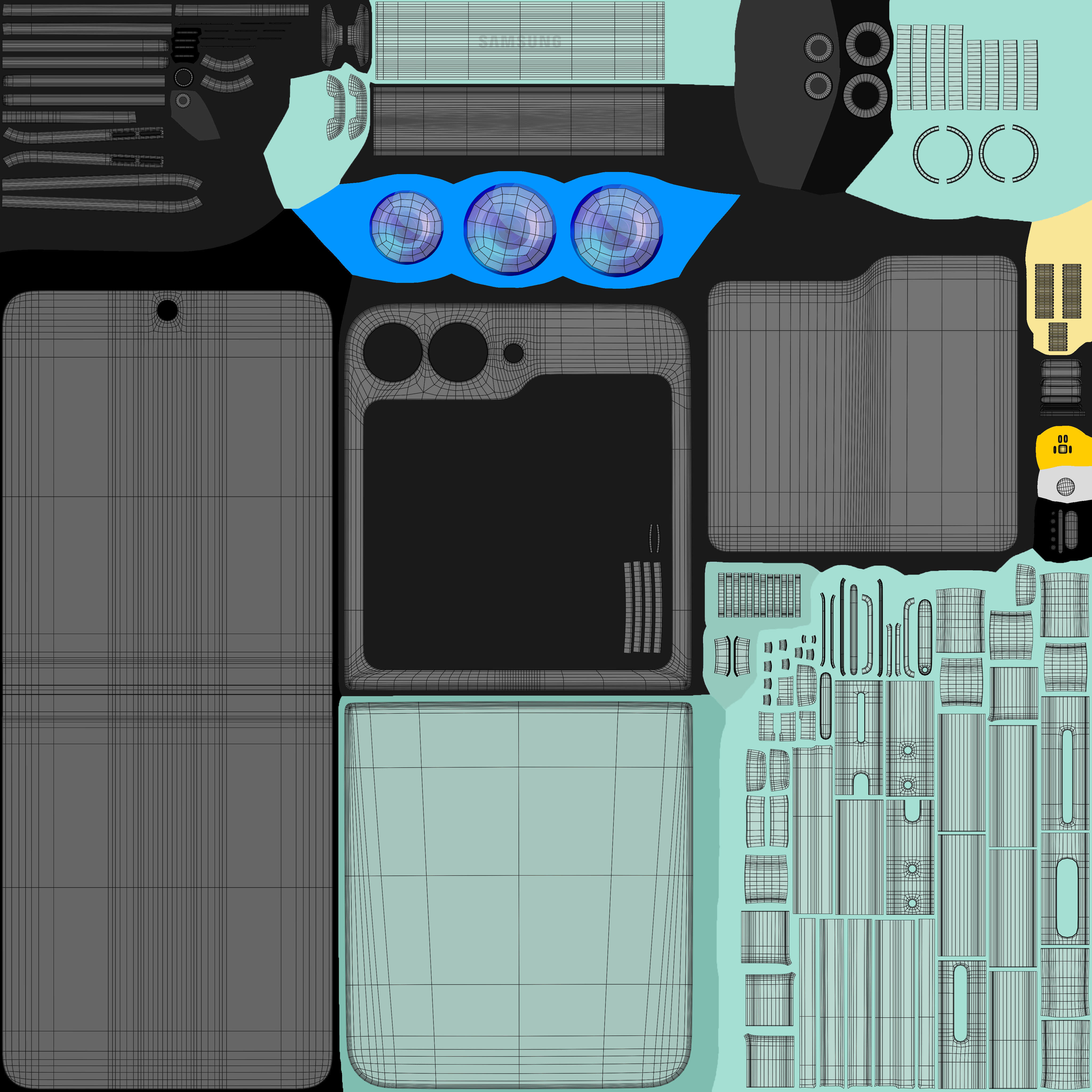 Samsung Galaxy Z Flip 6 Mint Low-poly 3D model_11