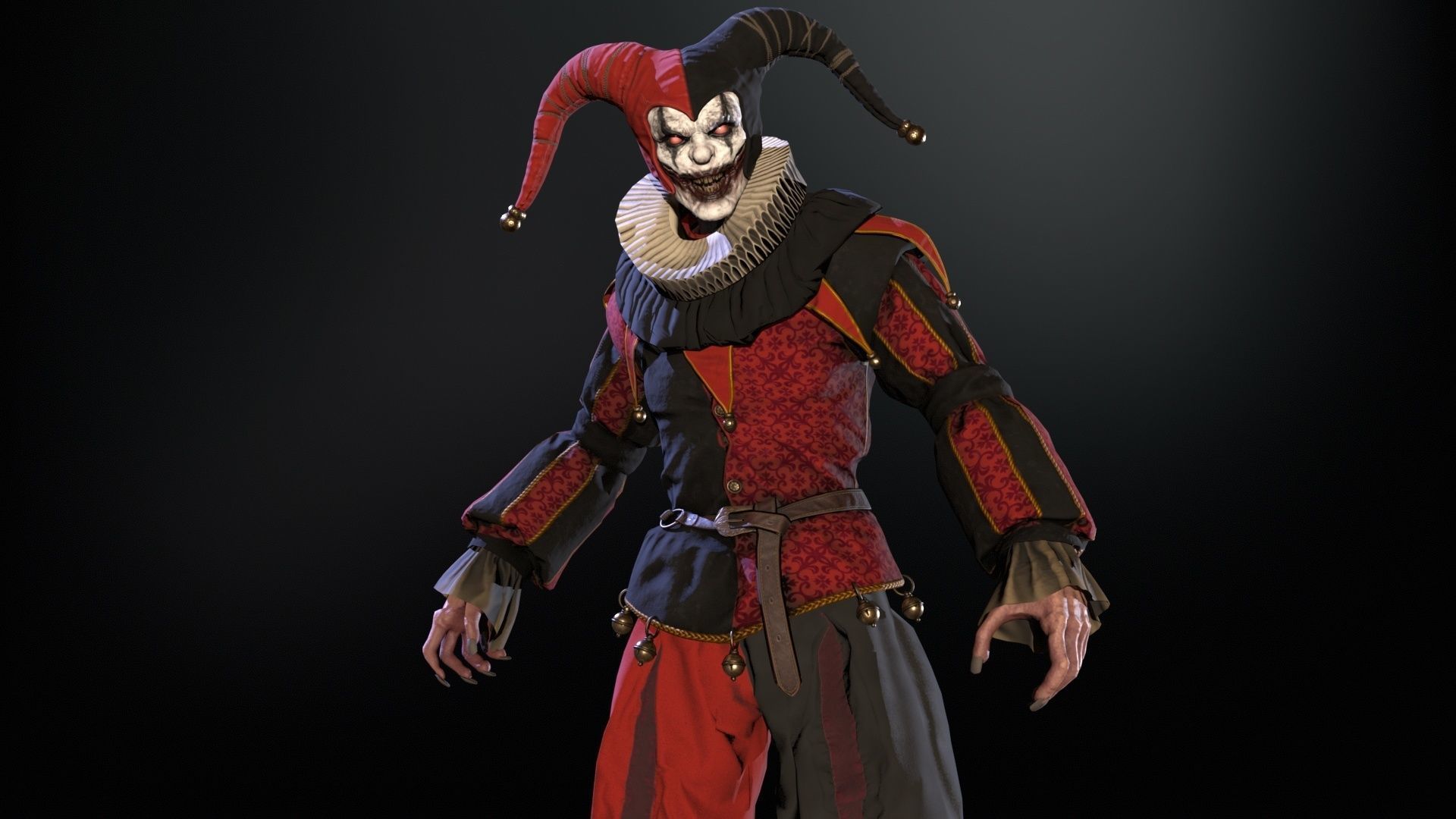 Clown Jester Low-poly 3D model_29
