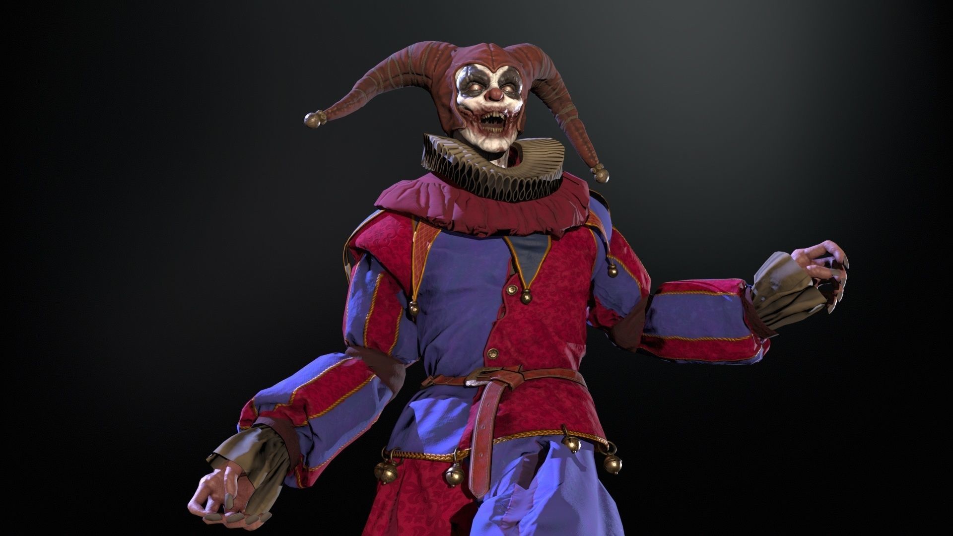 Clown Jester Low-poly 3D model_15