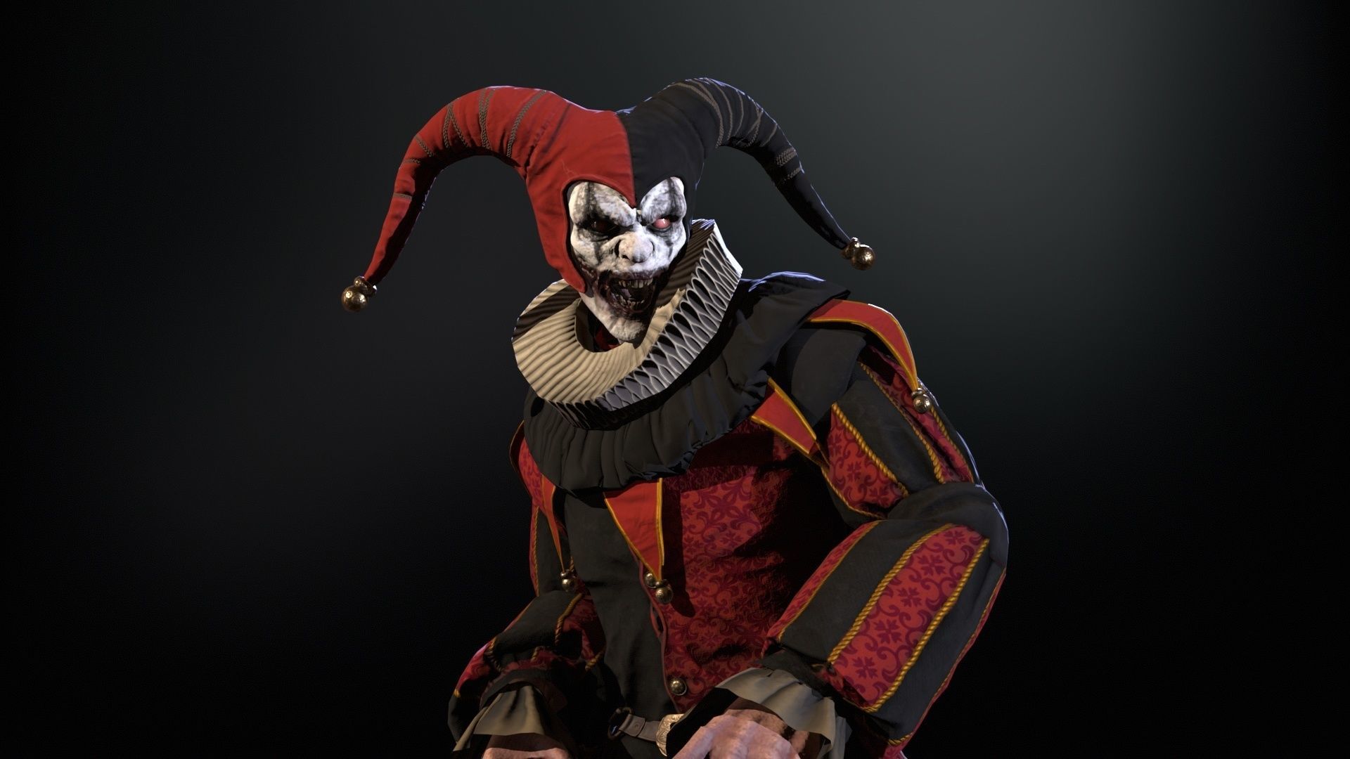 Clown Jester Low-poly 3D model_8