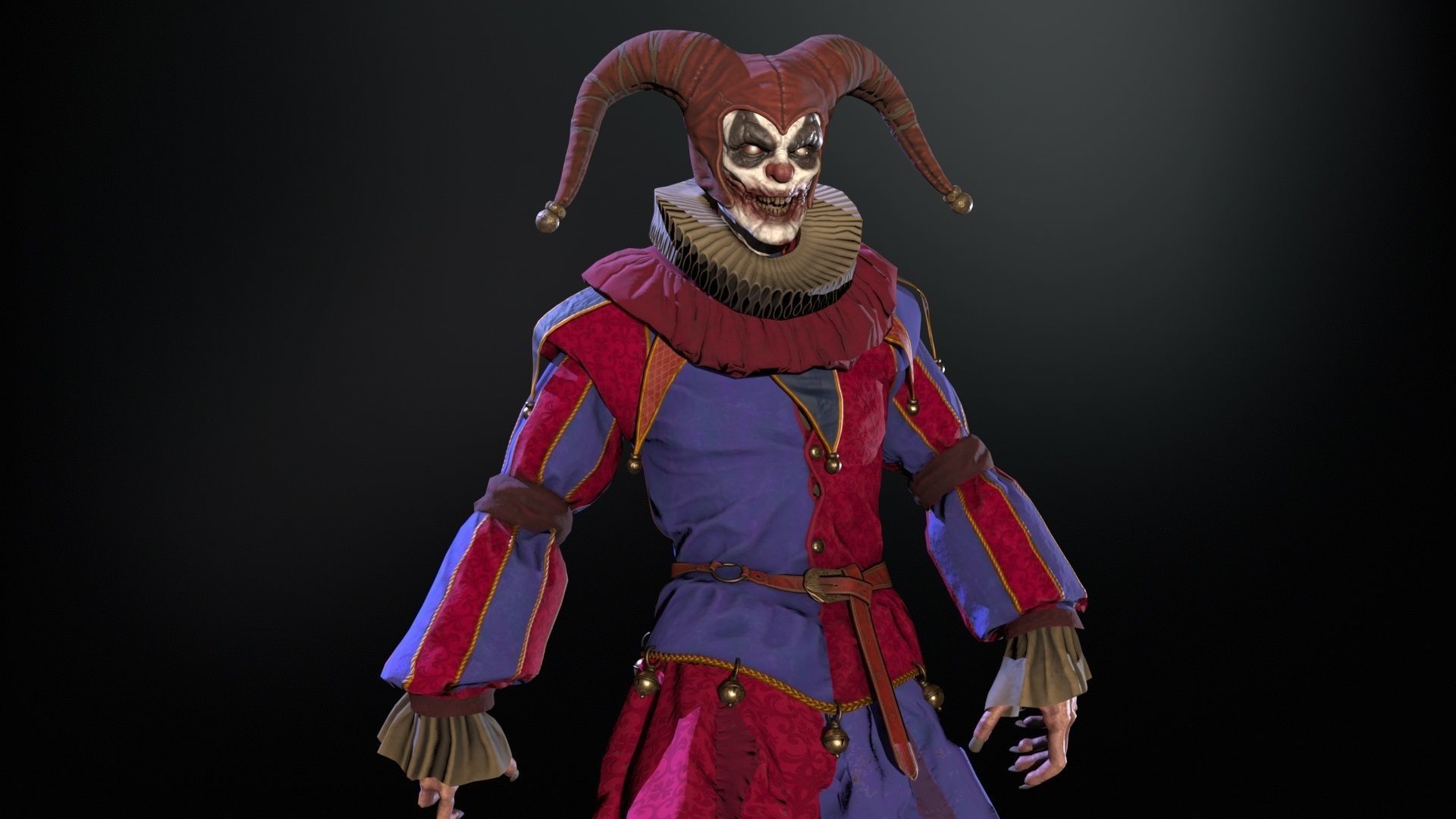 Clown Jester Low-poly 3D model_14
