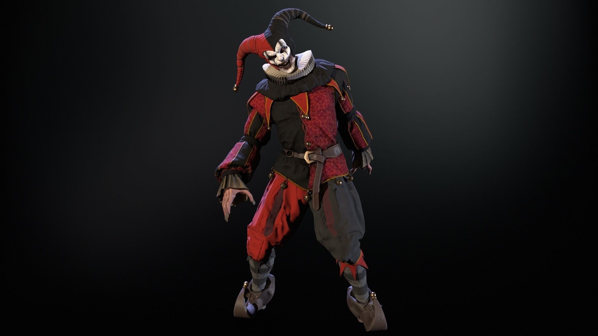 Clown Jester Low-poly 3D model_9