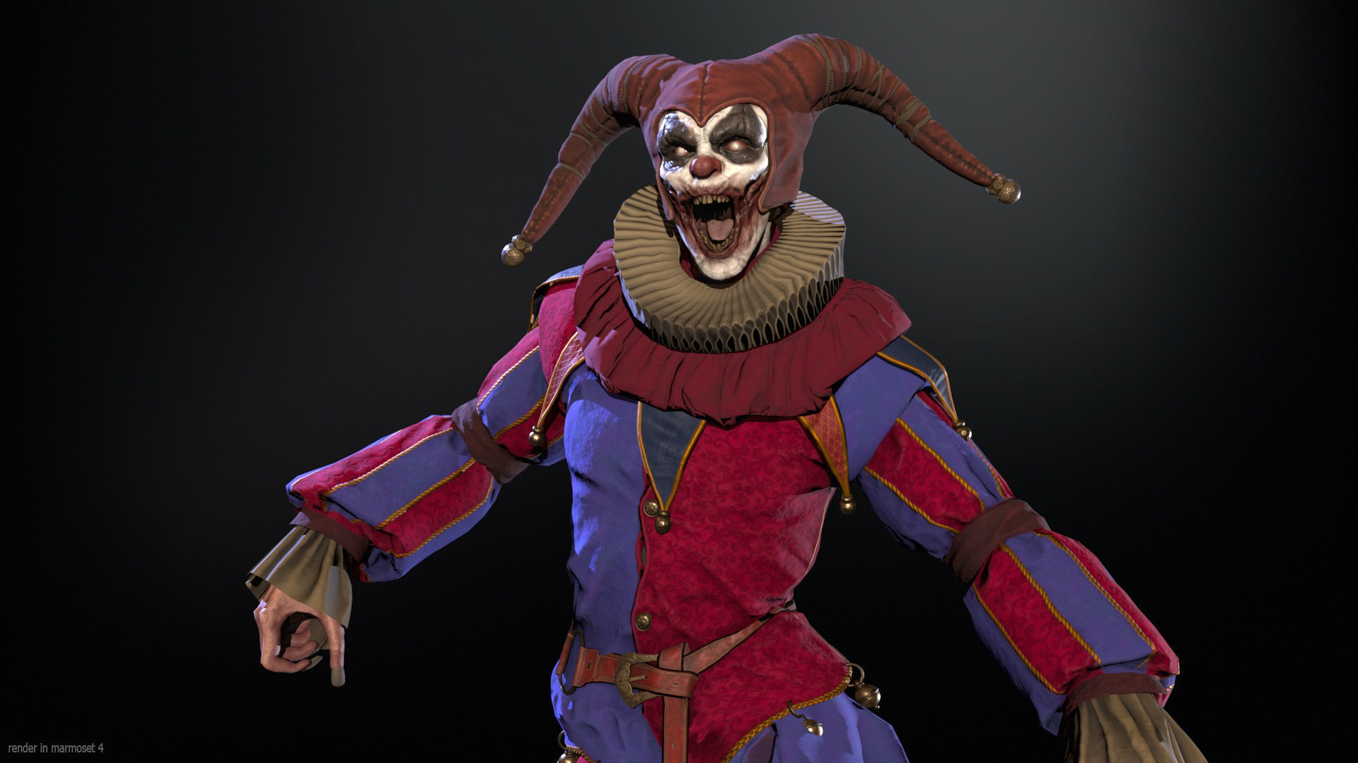 Clown Jester Low-poly 3D model_5