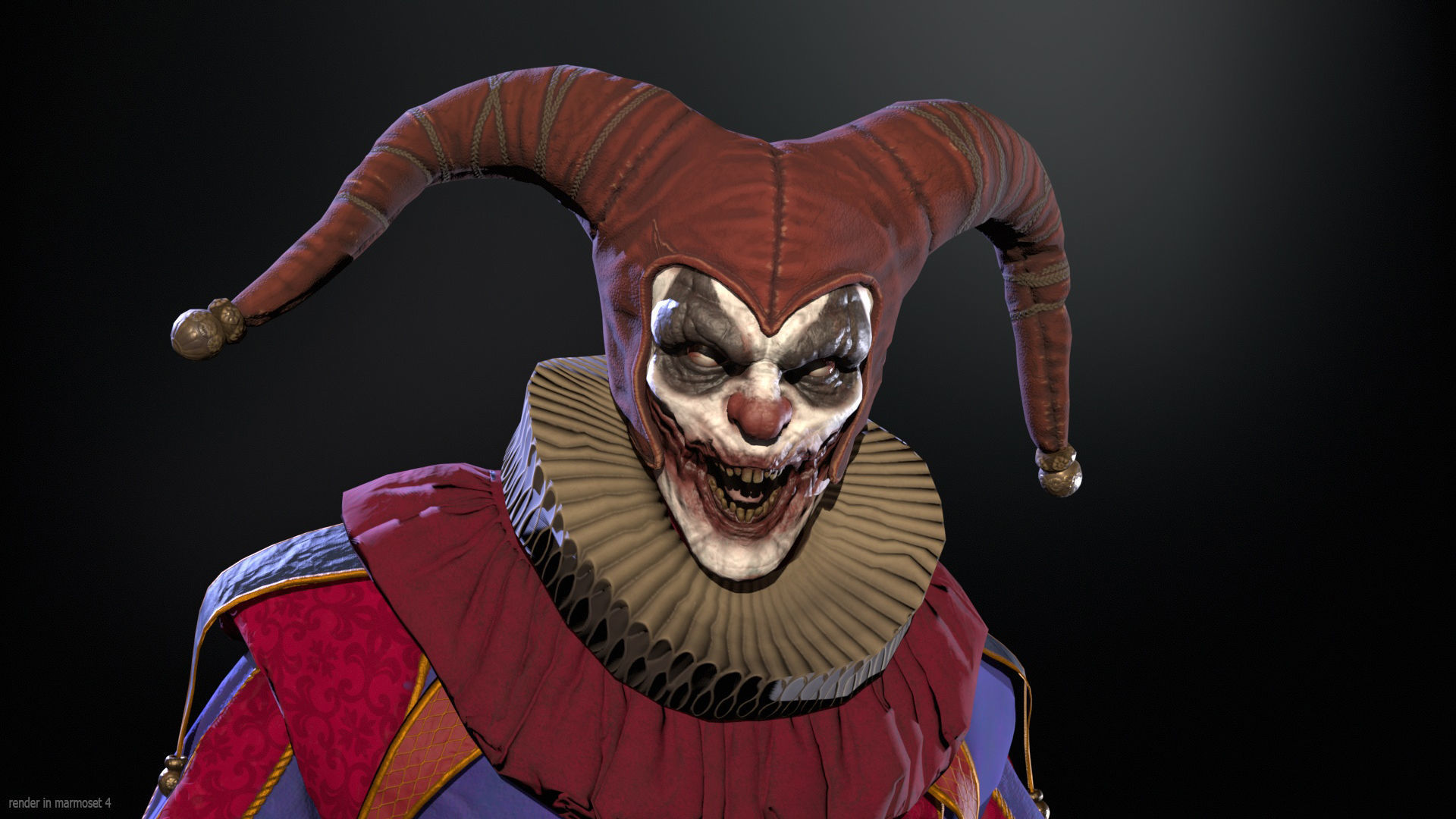 Clown Jester Low-poly 3D model_3