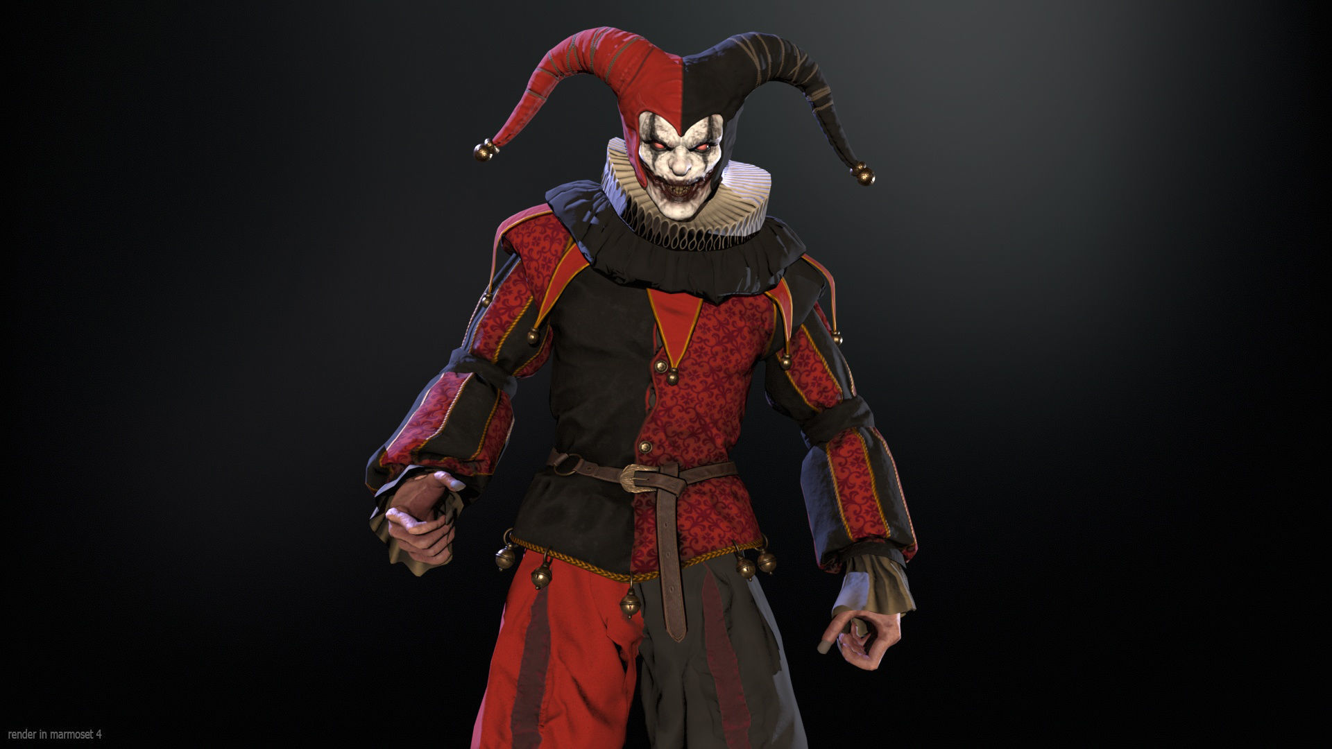 Clown Jester Low-poly 3D model_2