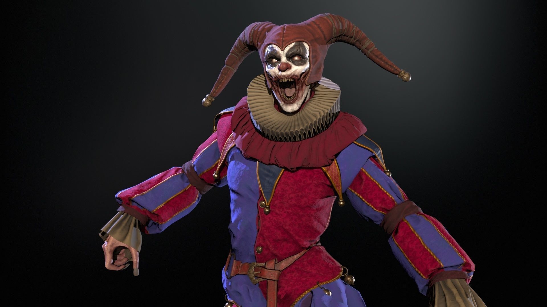 Clown Jester Low-poly 3D model_17