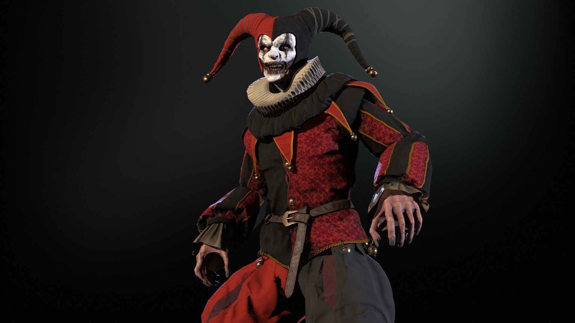 Clown Jester Low-poly 3D model_7