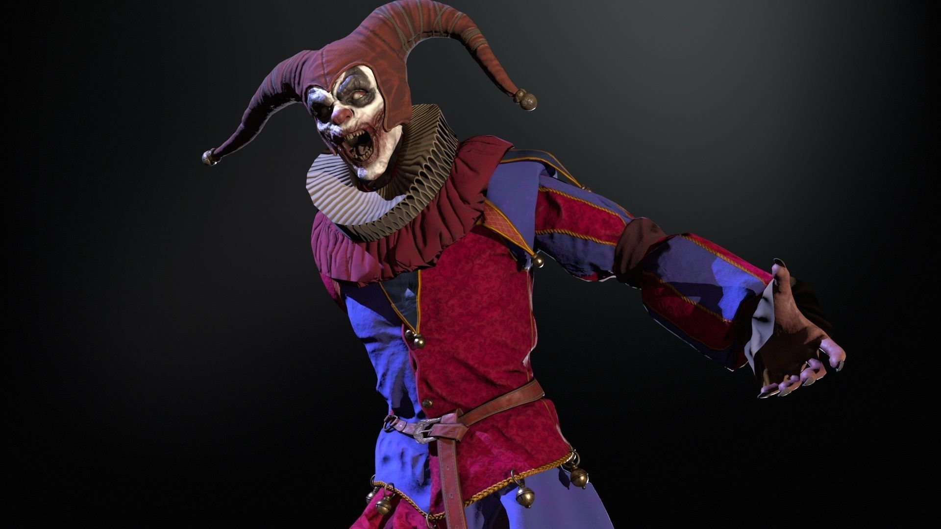 Clown Jester Low-poly 3D model_16