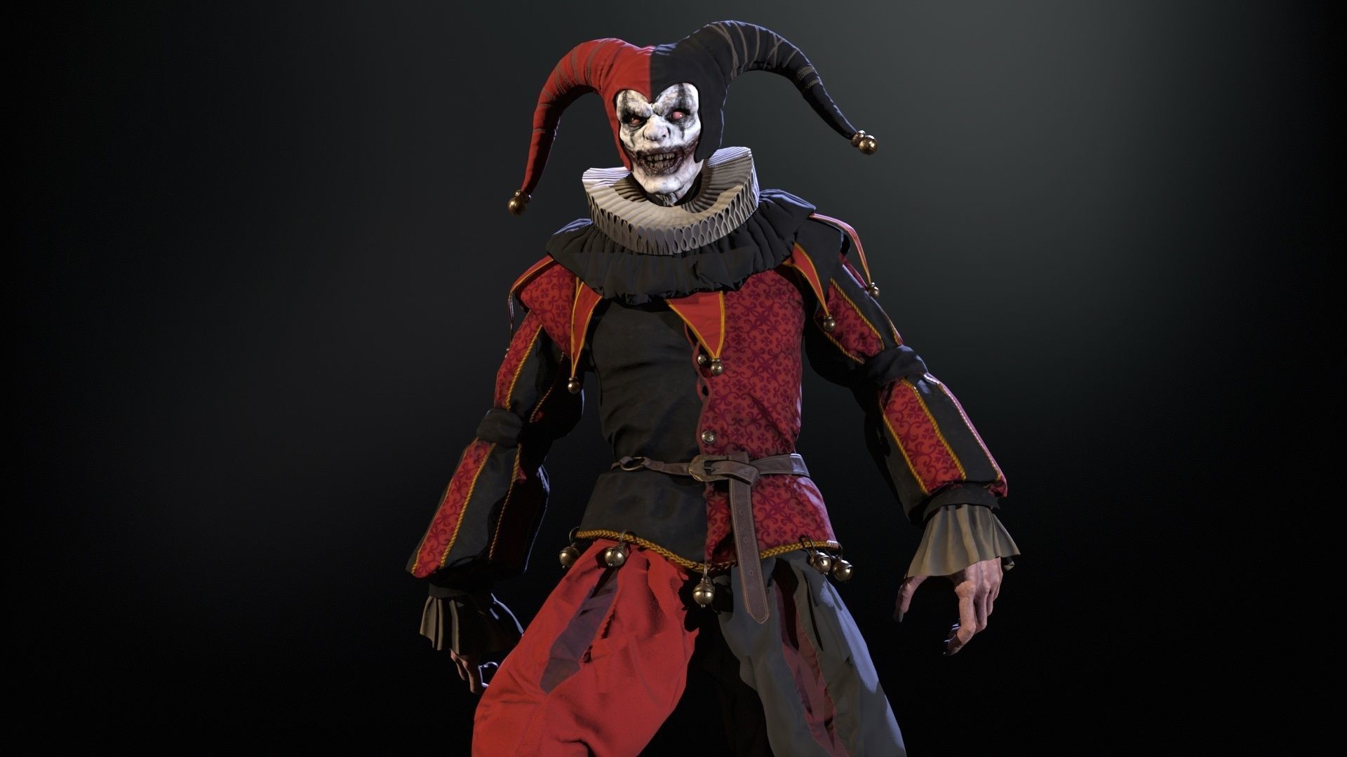 Clown Jester Low-poly 3D model_13