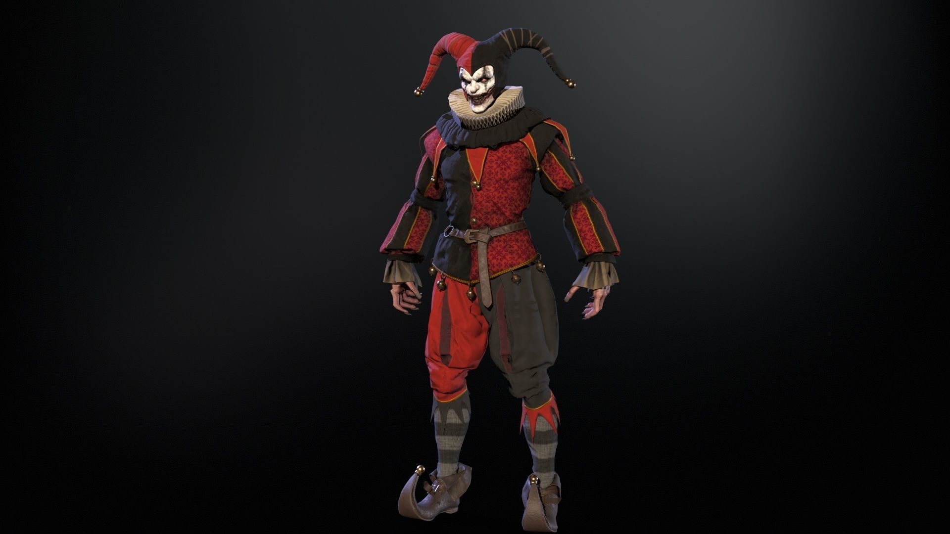 Clown Jester Low-poly 3D model_23
