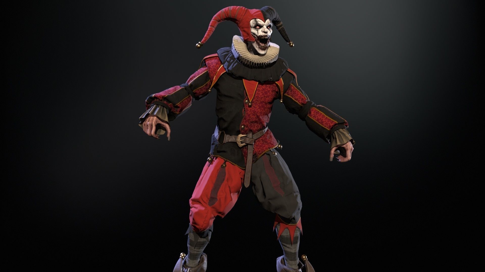 Clown Jester Low-poly 3D model_10