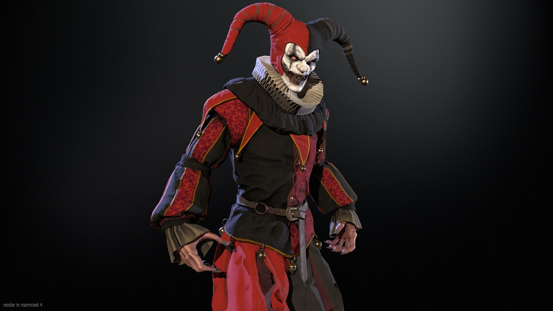 Clown Jester Low-poly 3D model_4