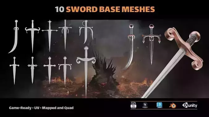 Sword Base Mesh Free low-poly 3D model