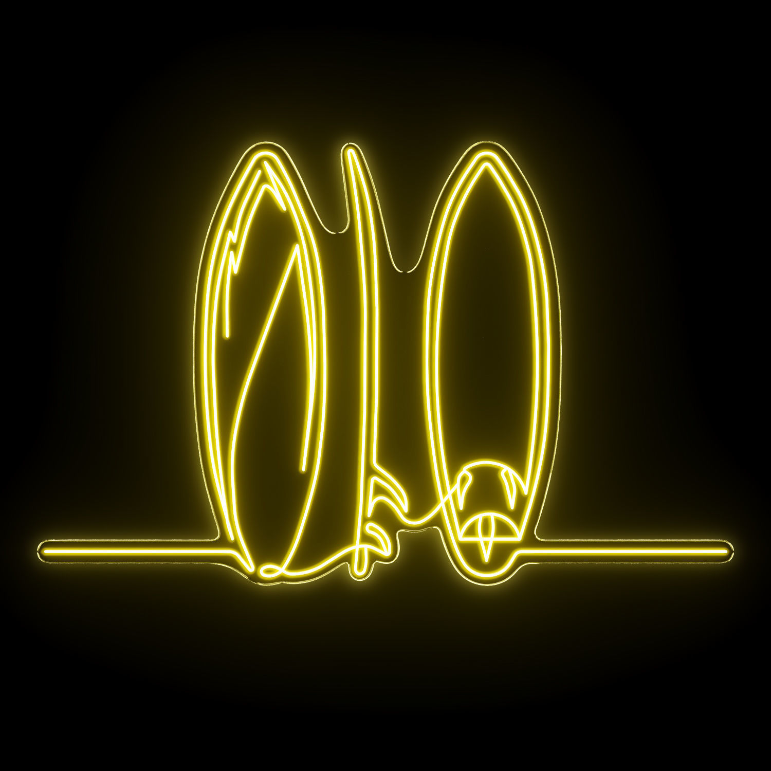 Minimalist Surfboard Set Neon Sign 3D model_1