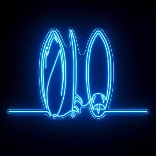 Minimalist Surfboard Set Neon Sign