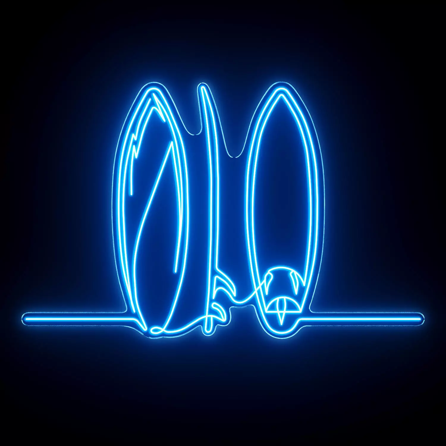Minimalist Surfboard Set Neon Sign 3D model_0
