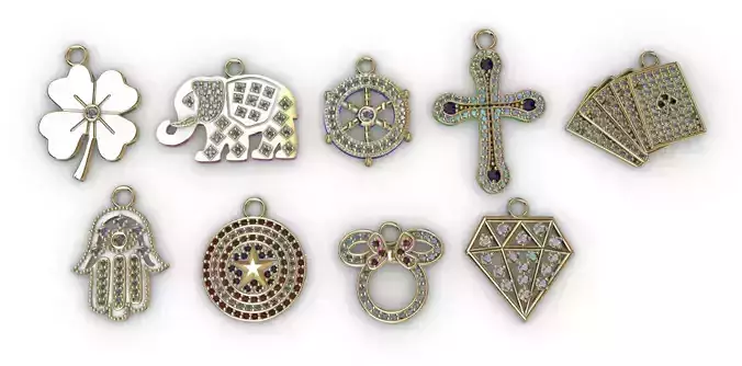 dijes- Colgantes paquete de 8 surtidos con 1 dije de regalo -v- 3D print model