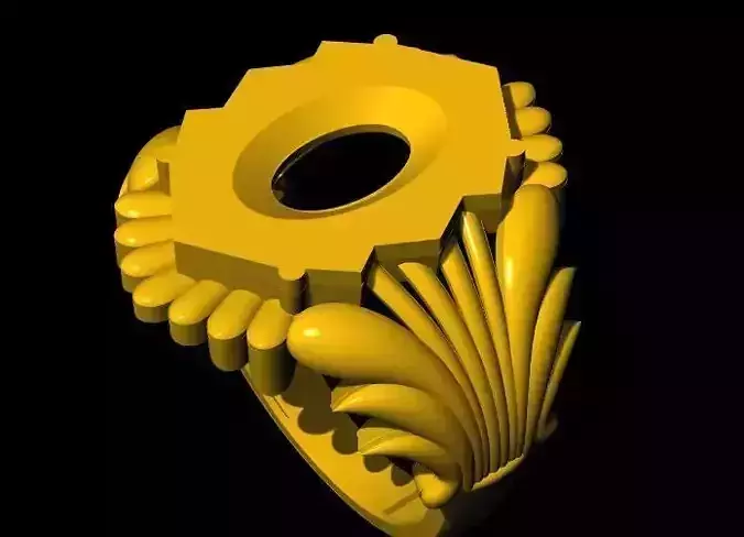 men oval stone  ring 3dm file