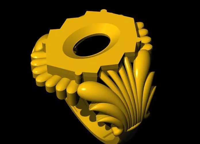 men oval stone ring 3dm file 3D print model