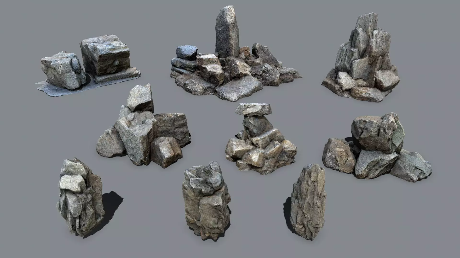 cliff rocks Low-poly 3D model_0