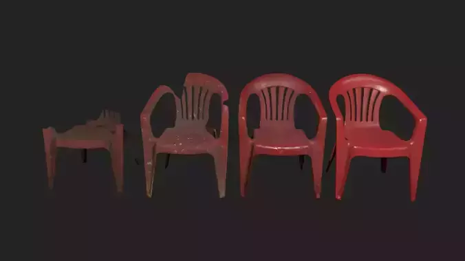 Plastic Red Chair Game Ready AR VR Metaverse Ready Low poly  Low-poly 3D model