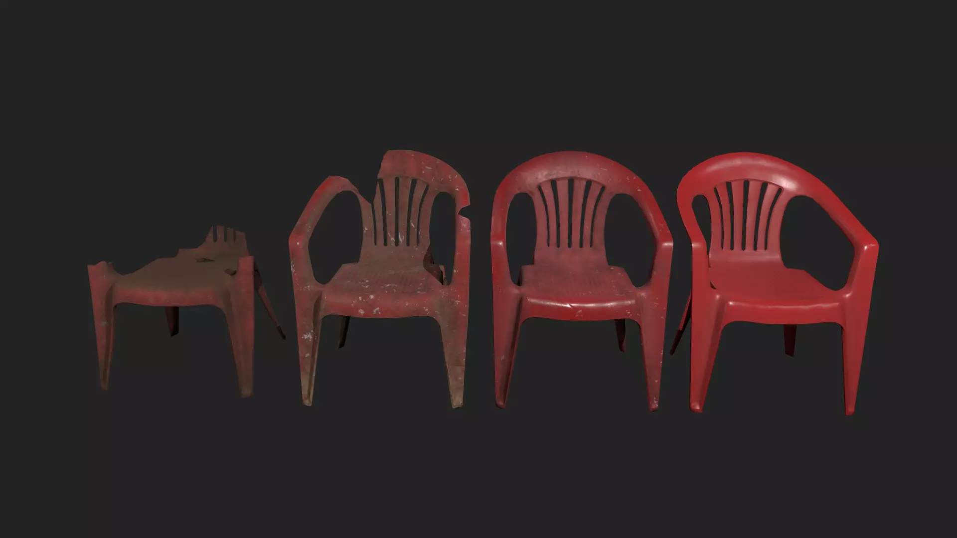 Plastic Red Chair Game Ready AR VR Metaverse Ready Low poly  Low-poly 3D model_0