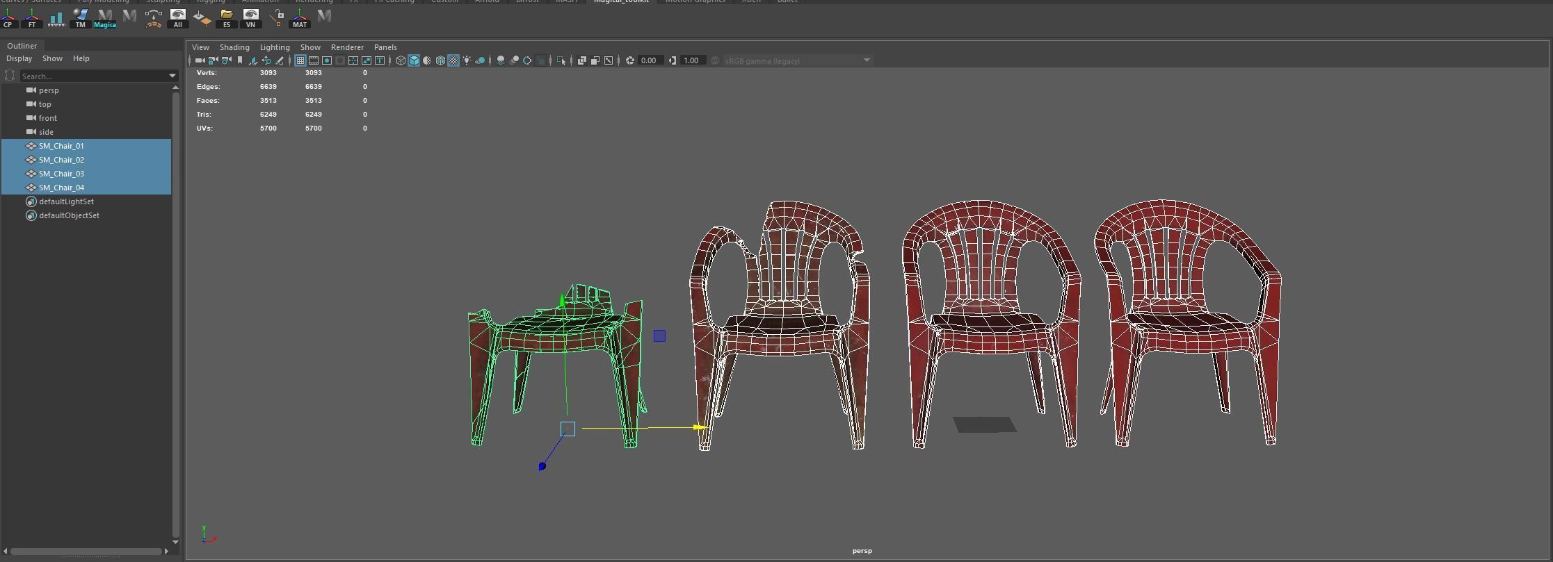 Plastic Red Chair Game Ready AR VR Metaverse Ready Low poly  Low-poly 3D model_7