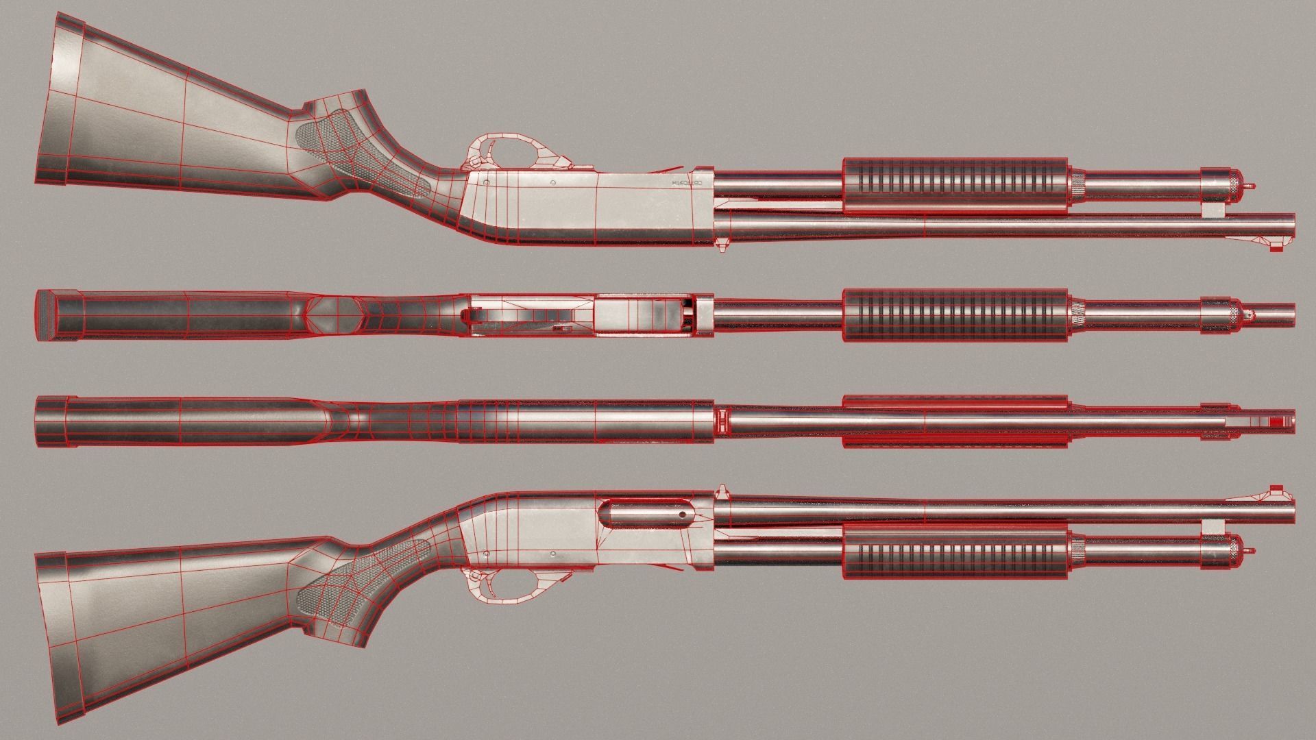 Remington Model 870 Free low-poly 3D model_4