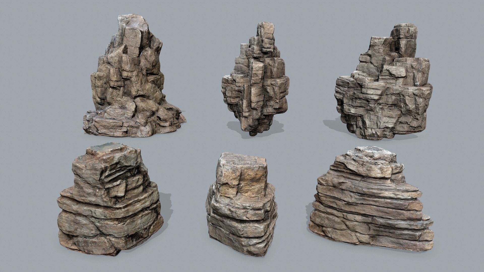 desert rocks Low-poly 3D model_1