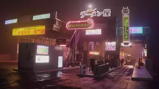 Cyberpunk Vehicle Toll Booth Sign Concept Low-poly 3D model