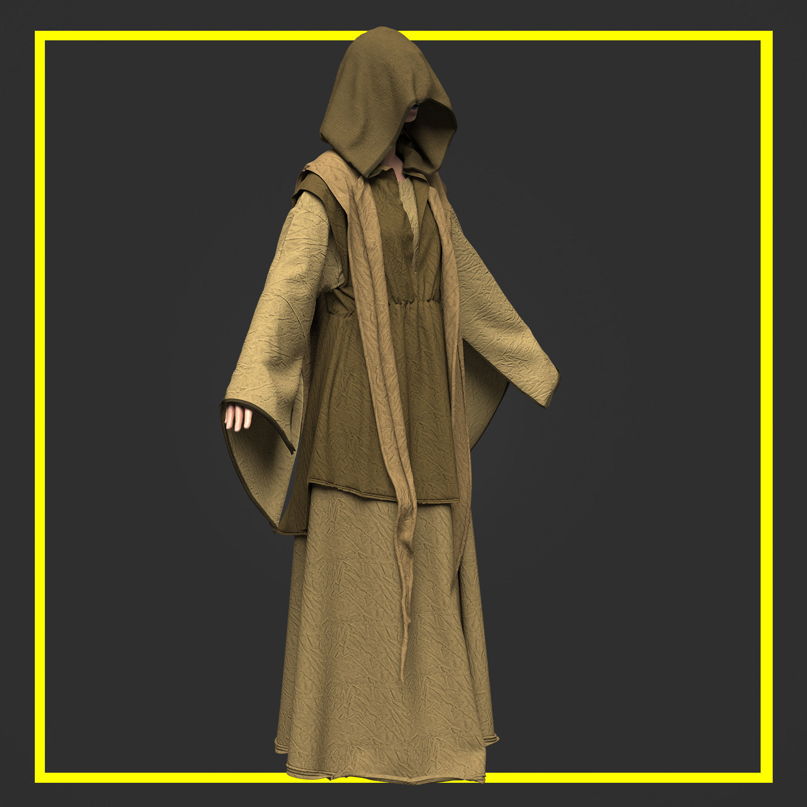 Medieval Cloak 3D model_1