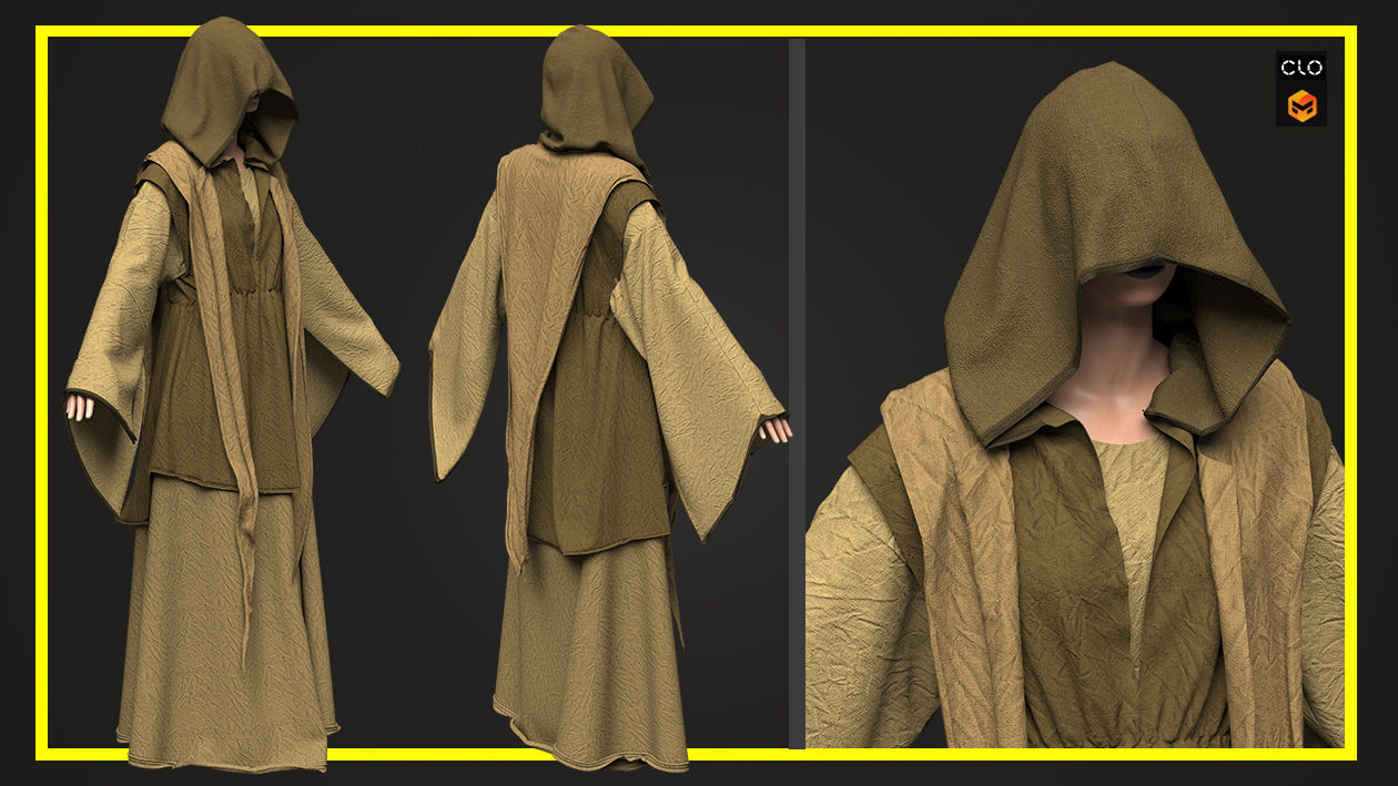 Medieval Cloak 3D model_2