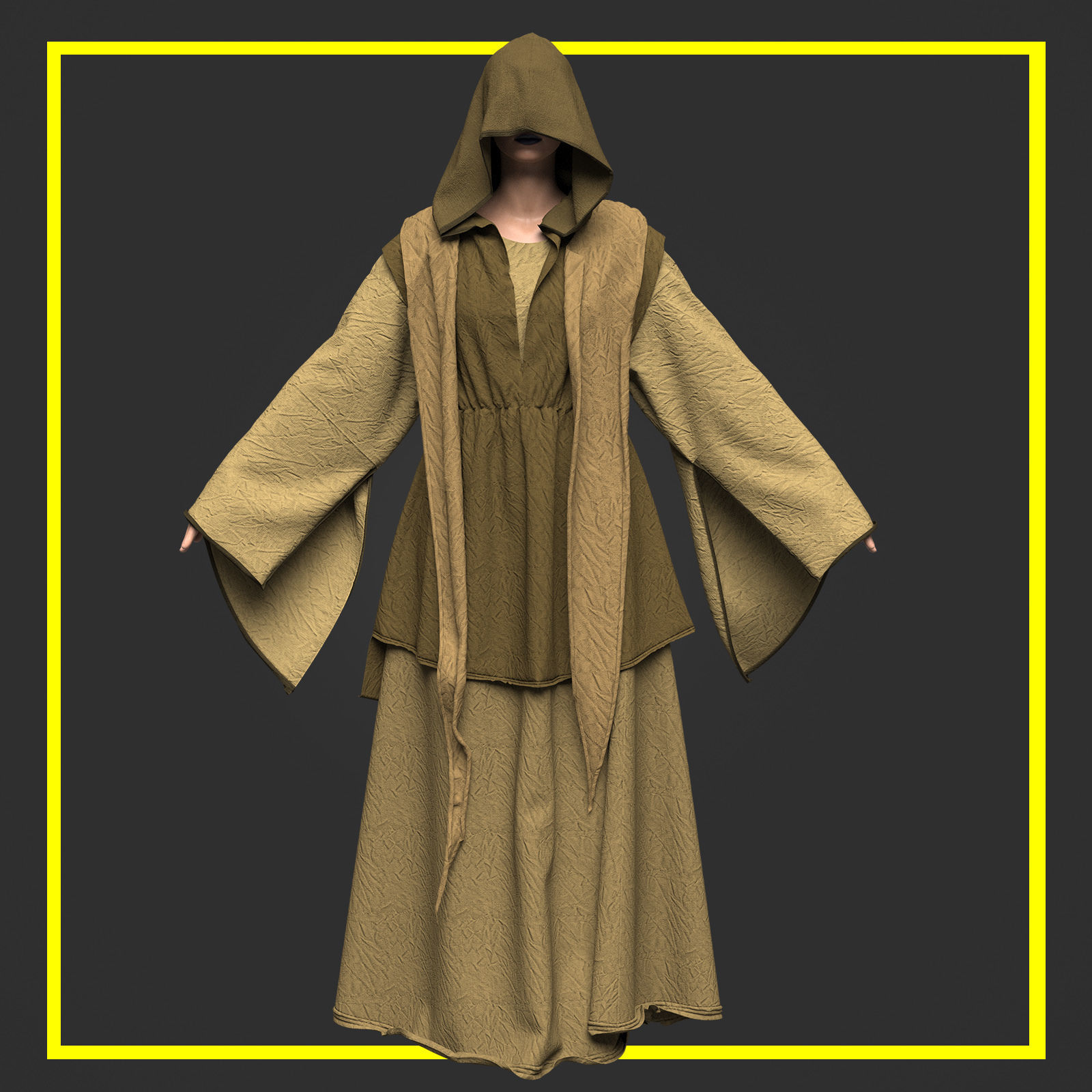 Medieval Cloak 3D model_5