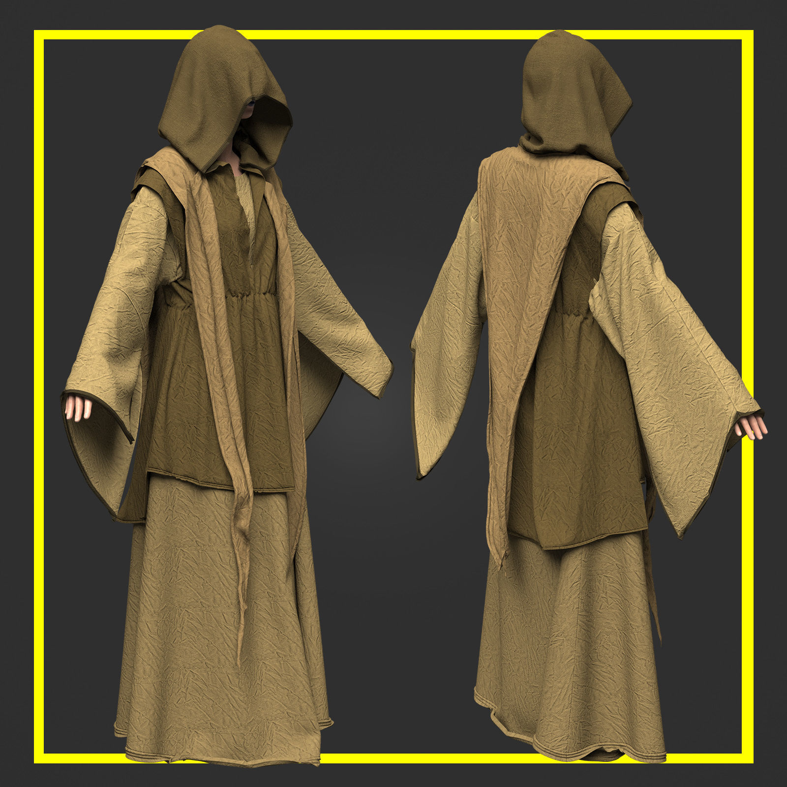 Medieval Cloak 3D model_3