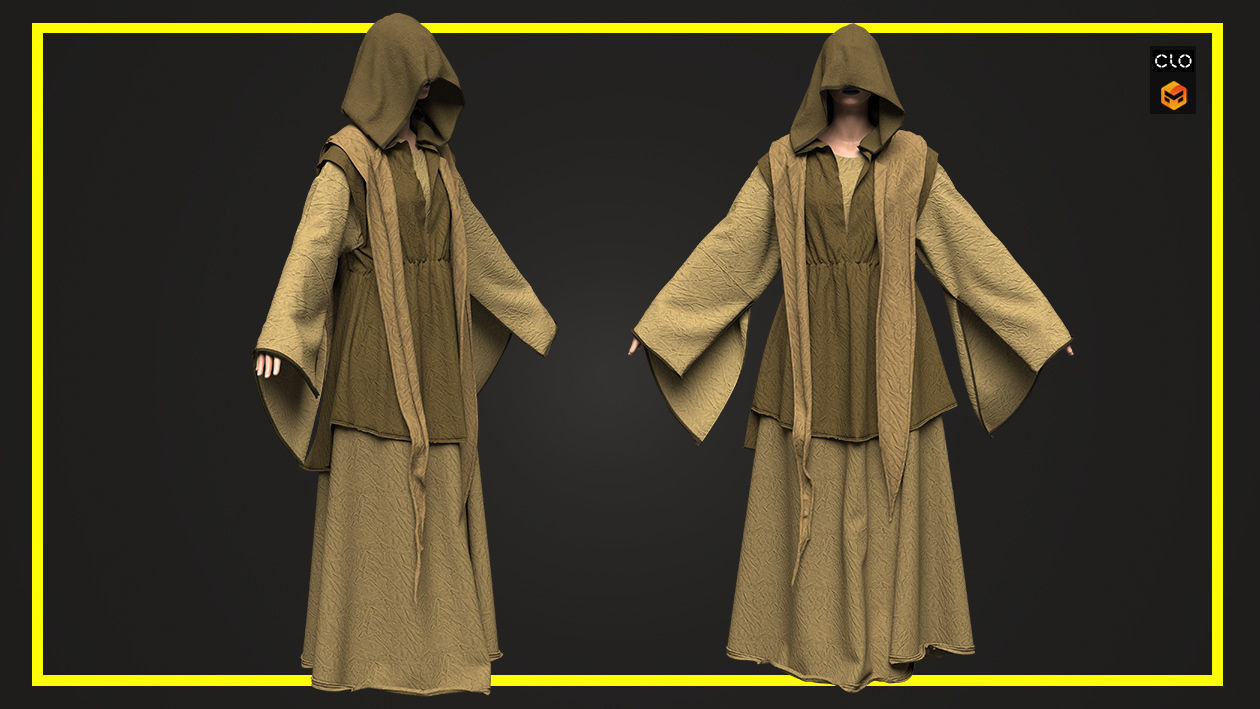 Medieval Cloak 3D model_6