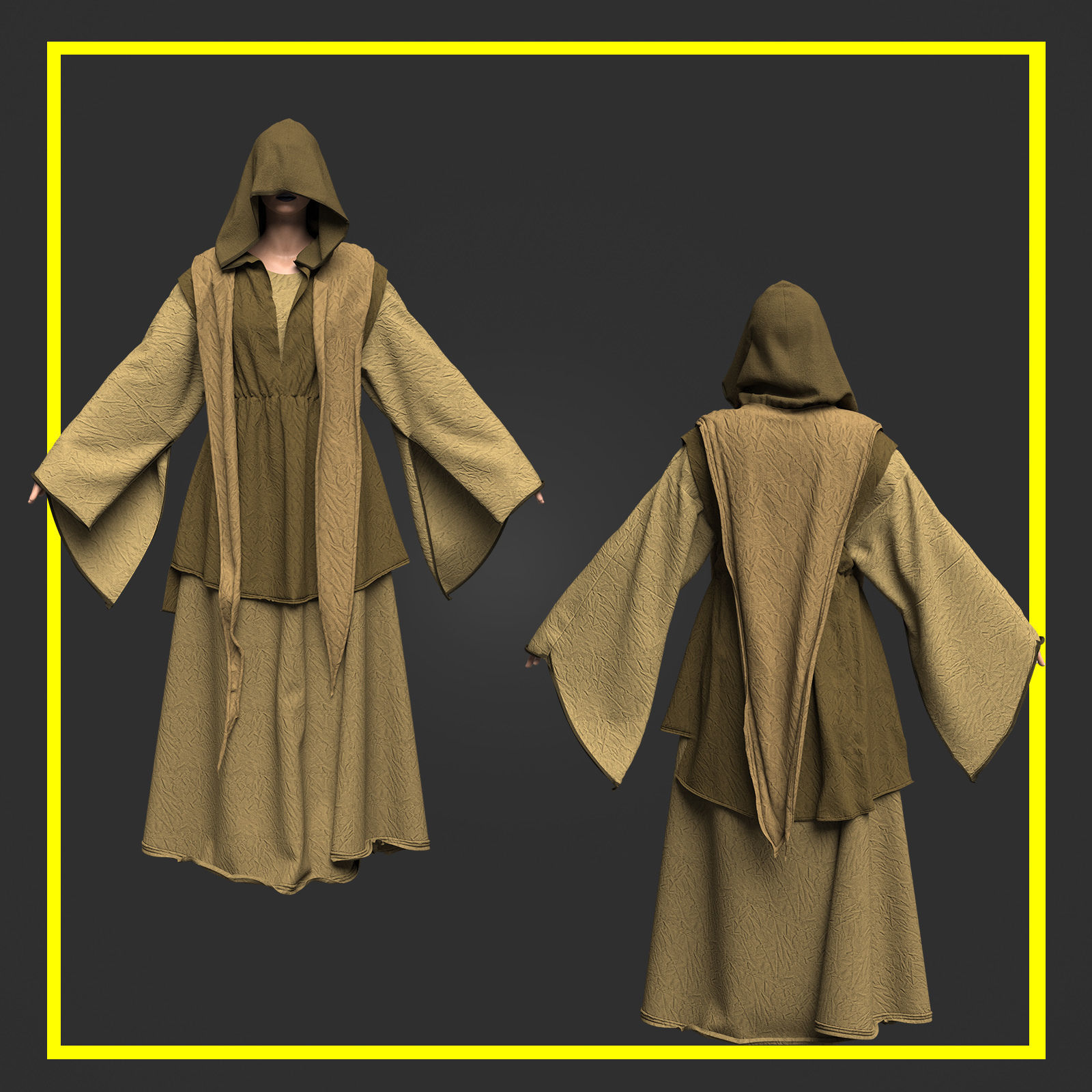 Medieval Cloak 3D model_7