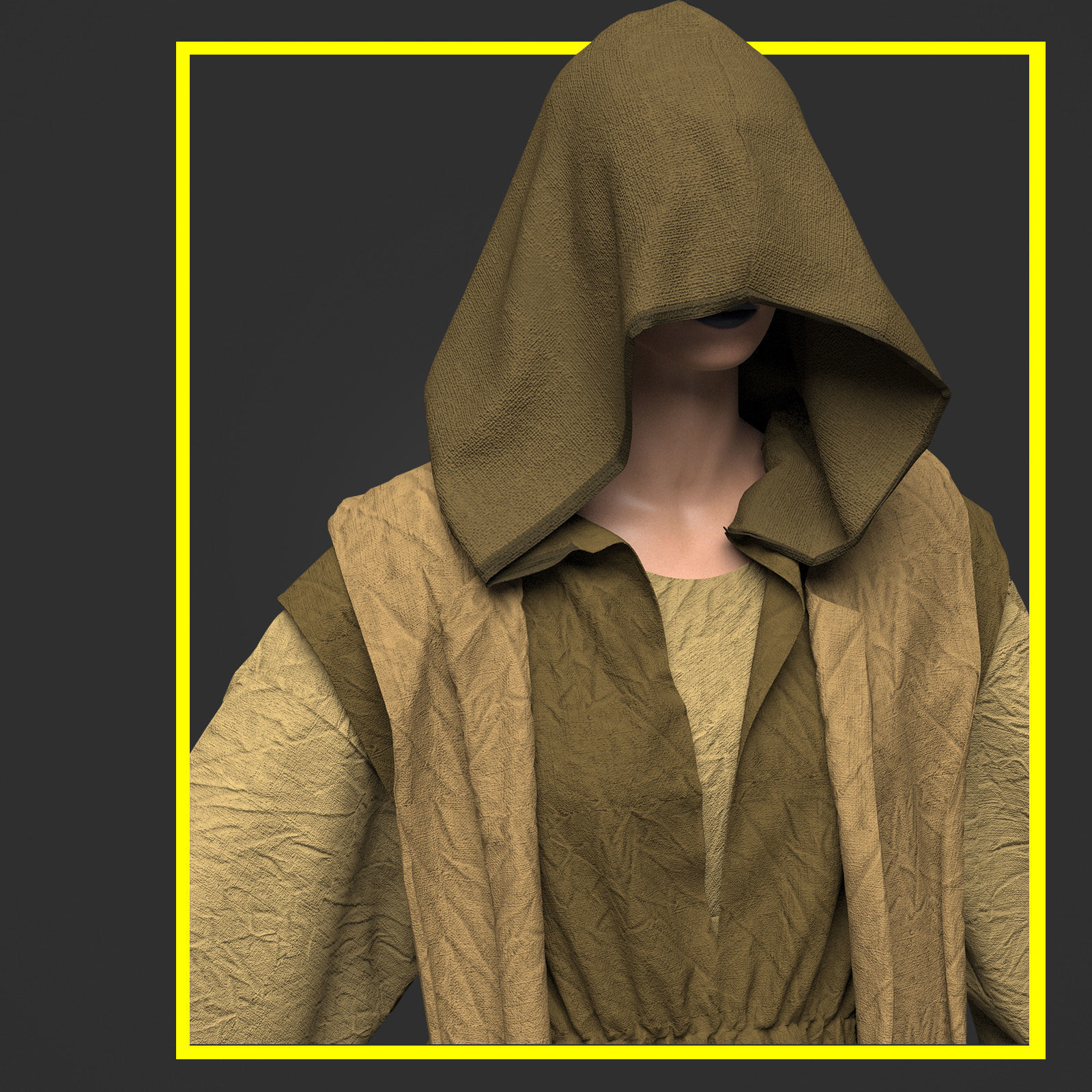 Medieval Cloak 3D model_4