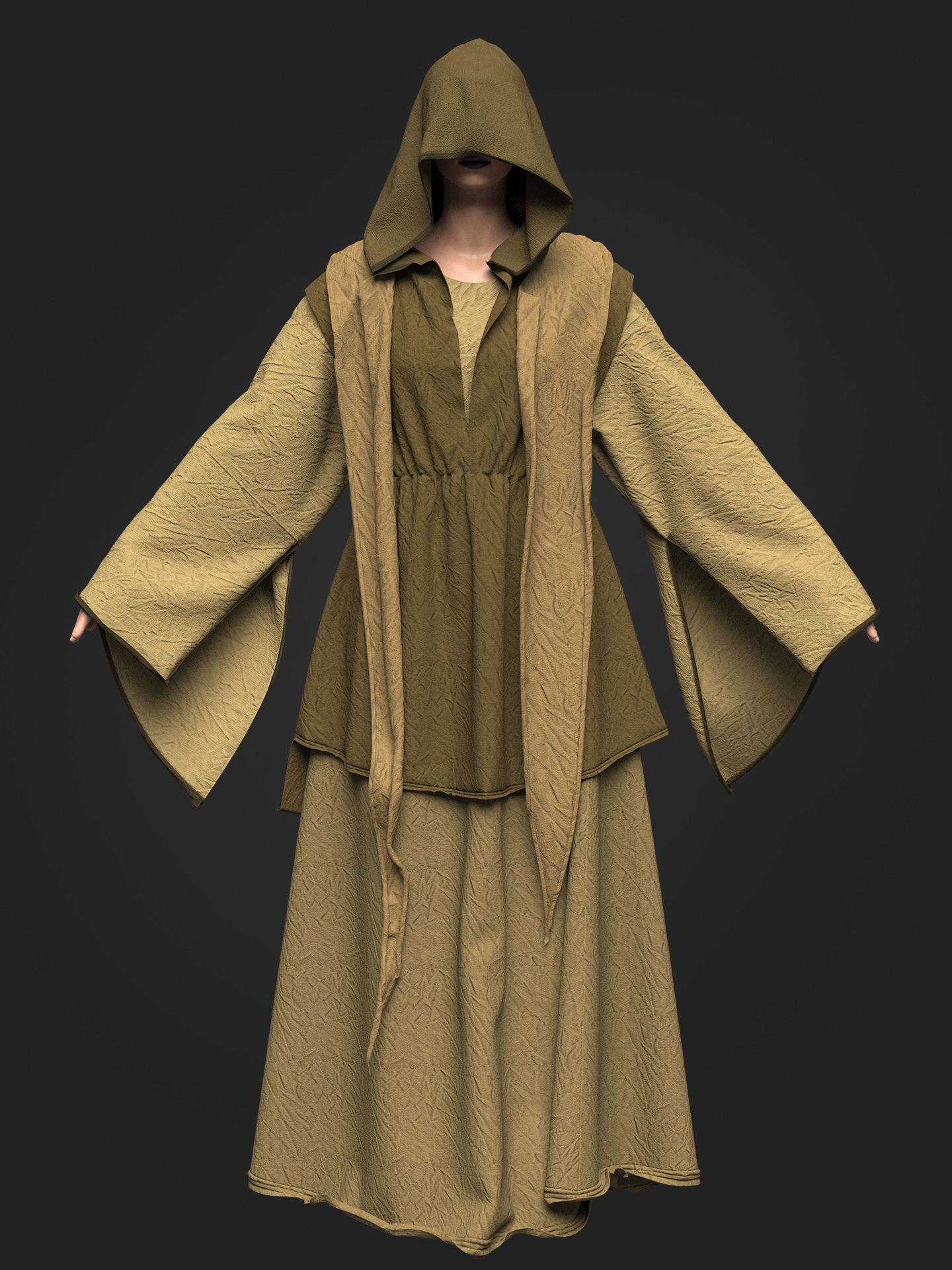 Medieval Cloak 3D model_8