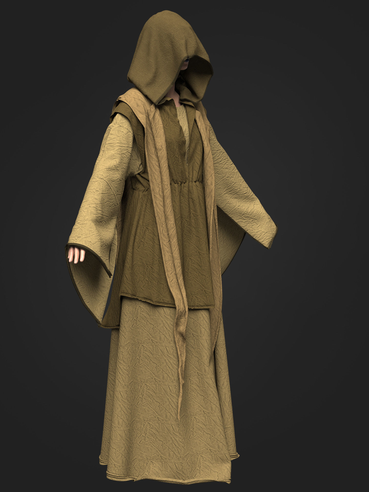 Medieval Cloak 3D model_11