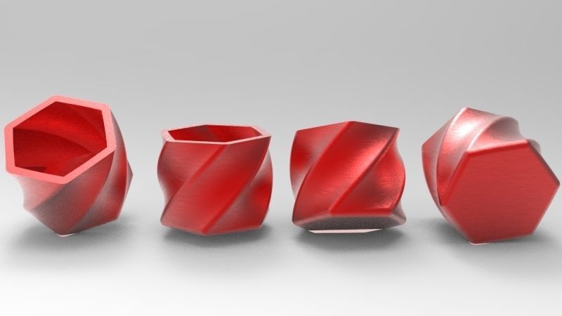 Modern Angular Flower Vase ready for 3D printing 3D model_4