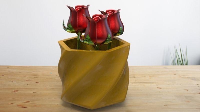 Modern Angular Flower Vase ready for 3D printing 3D model_1