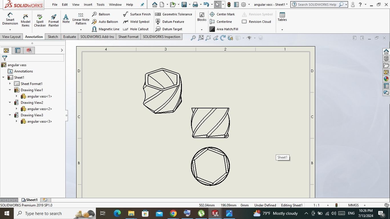 Modern Angular Flower Vase ready for 3D printing 3D model_14